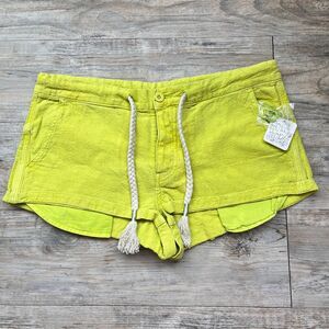 Free People Lime Green Boho Shorts NWT Drawstring Size Small $68 Summer Bright